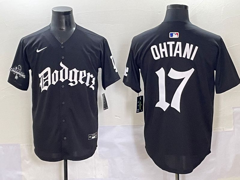 Men 2025 Los Angeles Dodgers 17 Ohtani Black Seventh generation Joint Name Nike MLB Jersey style 15